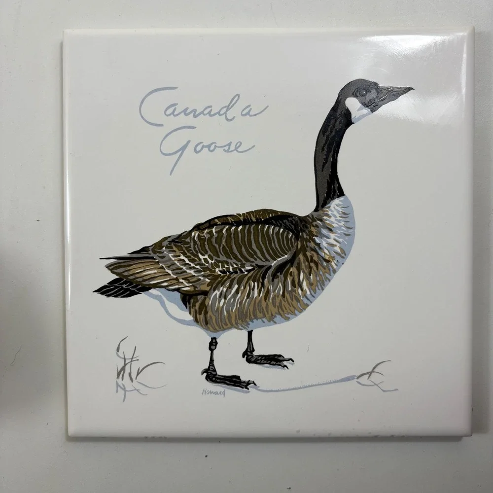 Vintage ScreenCraft Canada Goose Ceramic‎ Tile Cork Back Wall Art